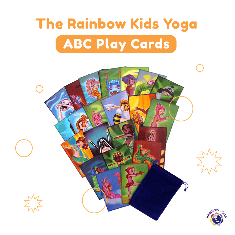 在幻燈片中打開圖像，The Rainbow Kids Yoga ABC Play Cards - RainbowYogaTraining

